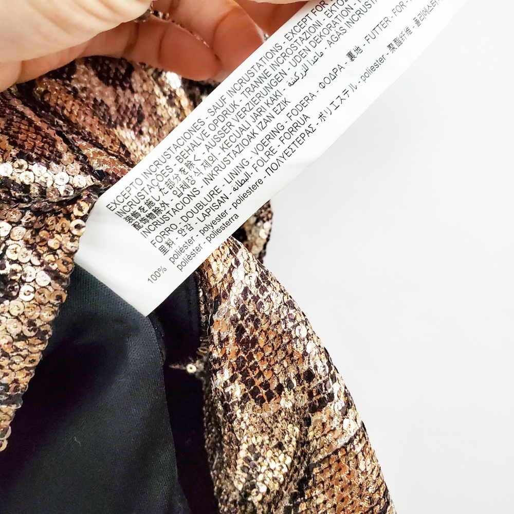 ZARA Sequin Snake Print Ruched Mini Skirt NWT - Picture 5 of 7